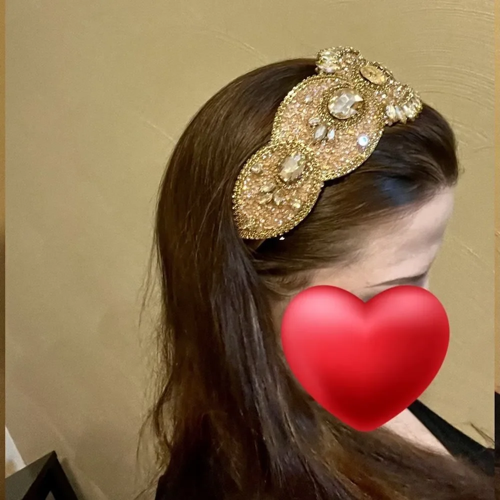 Cubic Zirconia Decor‎ Headband Gorgeous Wide Edge Gem Rhinestone Headband